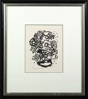 Corneille - Zeefdruk, Zonder titel - Ingelijst verkocht voor € 200!