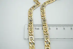 22 - Fors  14 krt bicolor gouden Fantasie collier - platte schakel - 60cm lang kopen? Bied vanaf 1800!