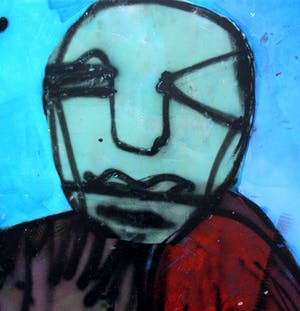 Herman Brood - acryl op zeildoek: Kop - 1999 (Groot!) + foto's Brood met werk kopen? Bied vanaf 3750!