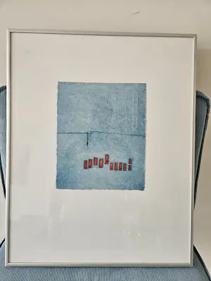 Jan Montyn - blauw met rood abstract (1) 32/40 kopen? Bied vanaf 100!