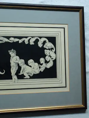 Robert Hallatu - Ingelijste inkttekening , ‘Kringloop…’ – 1978 – Lijst, 49 x 64 cm. kopen? Bied vanaf 250!