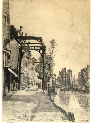Hendrikus Roodenburg - Delftsche vaart - Rotterdam - Ets, Ingelijst kopen? Bied vanaf 50!