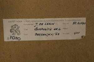 Jan de Leeuw - Compositie no 6 - 1963 - gouache op papier - BKR Bergen kopen? Bied vanaf 20!