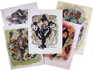 Bert Braam - Lot van vijf schilderingen op papier verkocht voor € 1!