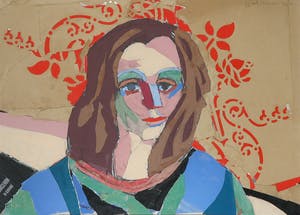 Paul Overhaus - Collage van papier en textiel, Portret - Ingelijst kopen? Bied vanaf 1!