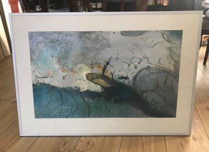 Niek Molenaar - Storm 1984 - gouache (ingelijst) + boek Op zoek naar de grot kopen? Bied vanaf 110!