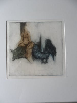 Sam Parabirsingh - Ets. Titel, "Vrouw en Haan". kopen? Bied vanaf 30!
