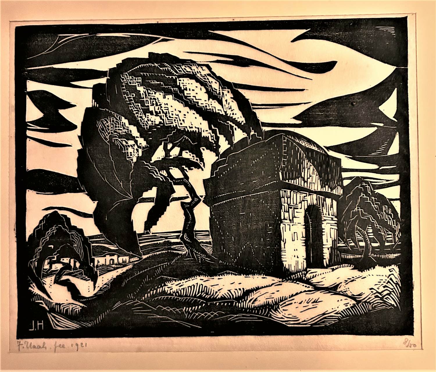 Johan Haak - Houtsnede van Johan Haak op papier "landschap" kopen? Bied vanaf 45!