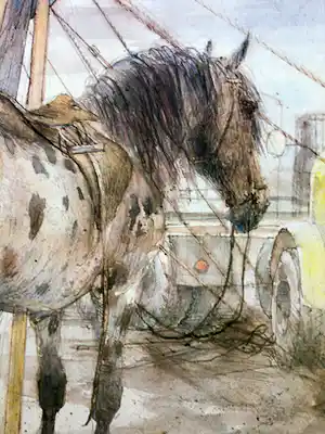 Piet Klaasse - Paarden, proefdrukken offsetlitho, 2-zijdig bedrukt, gesigneerd in druk verkocht voor € 40!