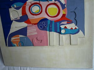 Peter Nieuwendijk - Houtreliëf, “Op 2 passen van mijn raam” – gesigneerd – 1967 kopen? Bied vanaf 150!