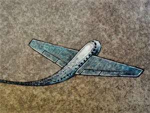 Niet of onleesbaar gesigneerd - Galerie Hofstee F"furt - handgekleurde Ets - Vis en Vliegtuig - gesigneerd kopen? Bied vanaf 10!