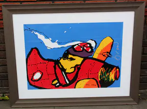 Herman Brood - Ingelijste zeefdruk: Red baron (nette lijst) kopen? Bied vanaf 495!