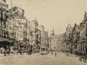 Niet of onleesbaar gesigneerd - omstreeks 1920 - Ets - Amsterdam nieuwezijds voorburgwal - gesigneerd kopen? Bied vanaf 10!