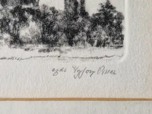 Joop Visser - Zeer kleine oplage (9) eigen druk Ets "gezicht op Workum" - netjes ingelijst kopen? Bied vanaf 38!