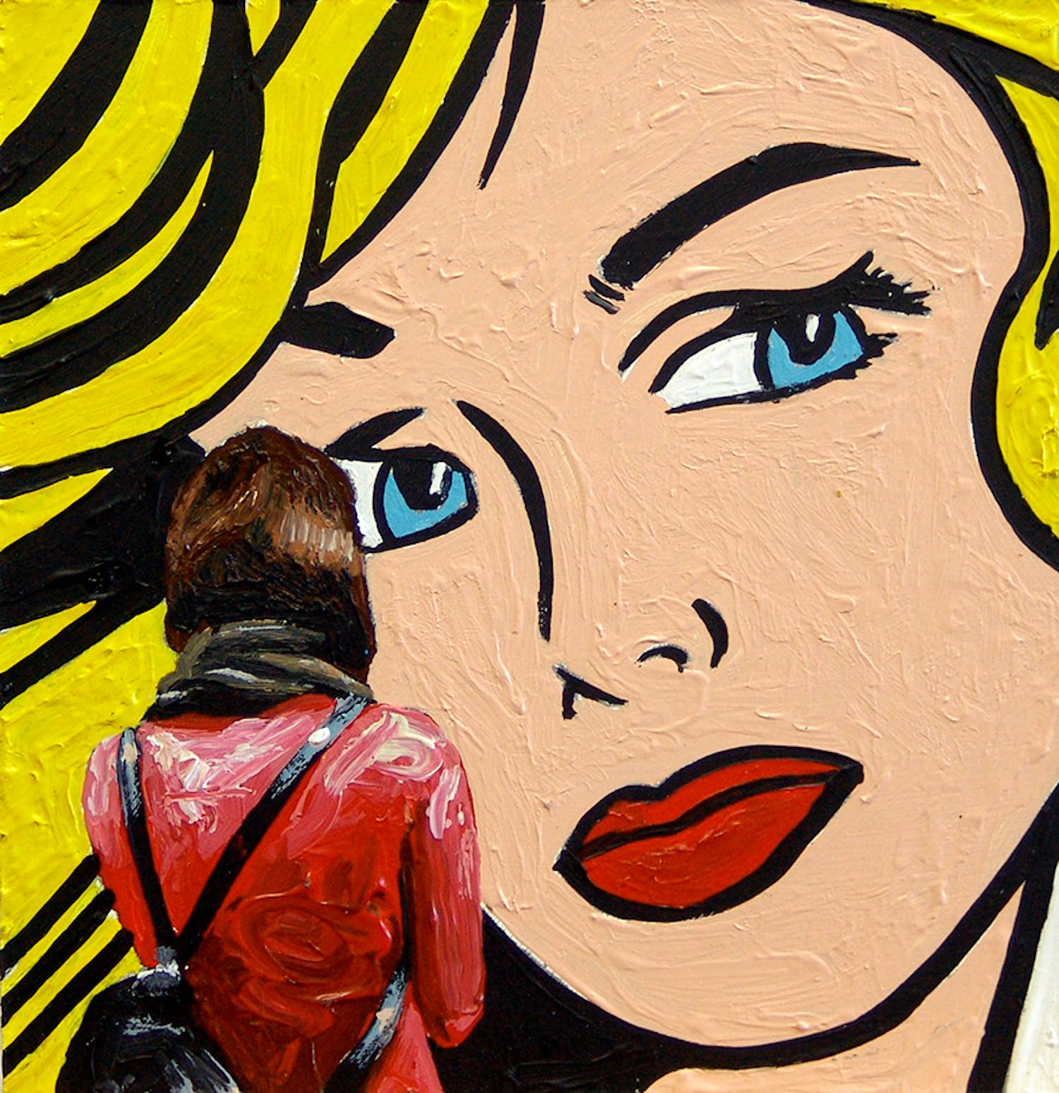 Gerard Boersma - Maybe (Vrouw kijkend naar schilderij van Roy Lichtenstein) verkocht voor € 75!