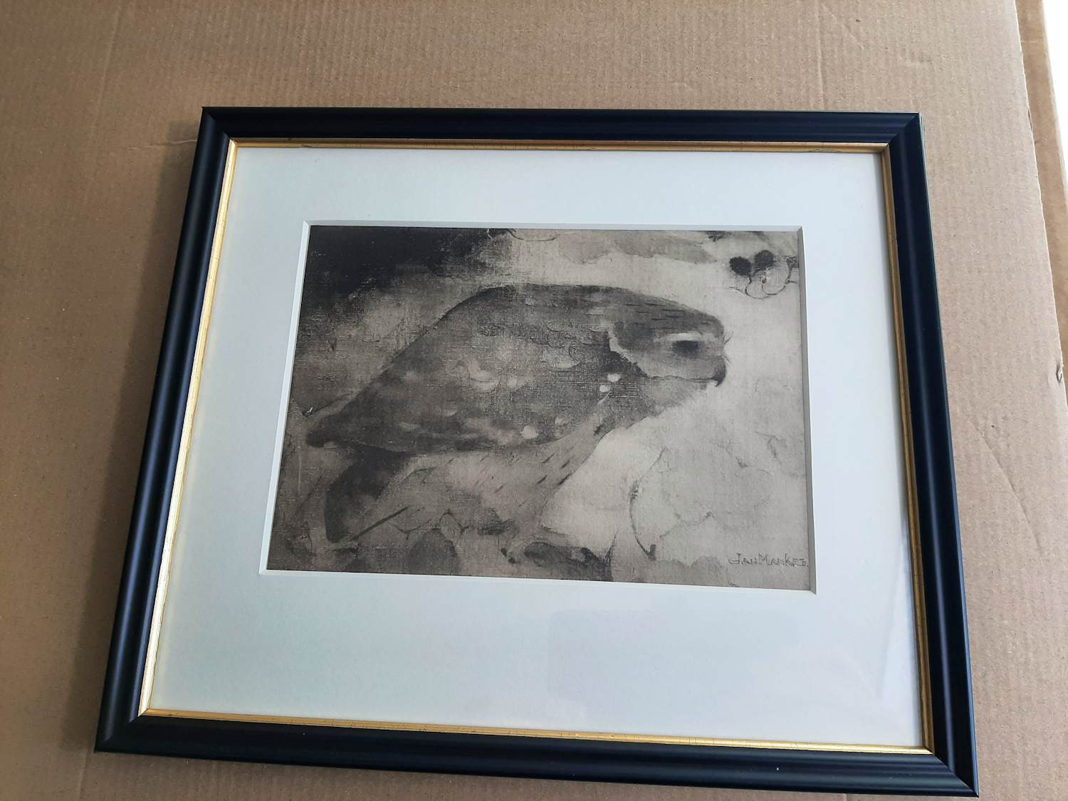 Jan Mankes - Heliogravure " Roofvogeltje op tak " verkocht voor € 120!