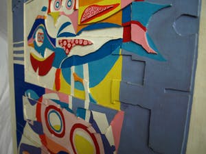 Peter Nieuwendijk - Houtreliëf, “Op 2 passen van mijn raam” – gesigneerd – 1967 kopen? Bied vanaf 150!