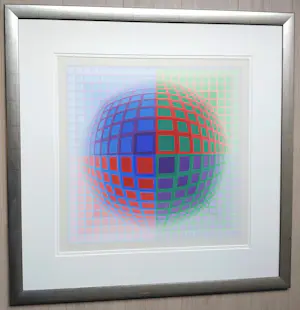 Victor Vasarely - Vega Pal, zeefdruk (mooi ingelijst, groot) kopen? Bied vanaf 1000!