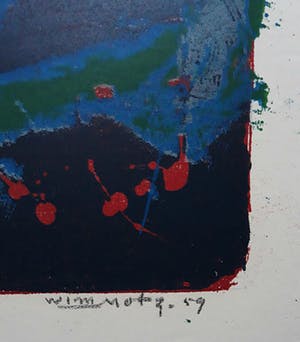 Wim Motz - Abstracte compositie, litho kopen? Bied vanaf 35!