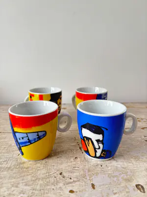 Herman Brood - 4 porseleinen kopjes kopen? Bied vanaf 35!