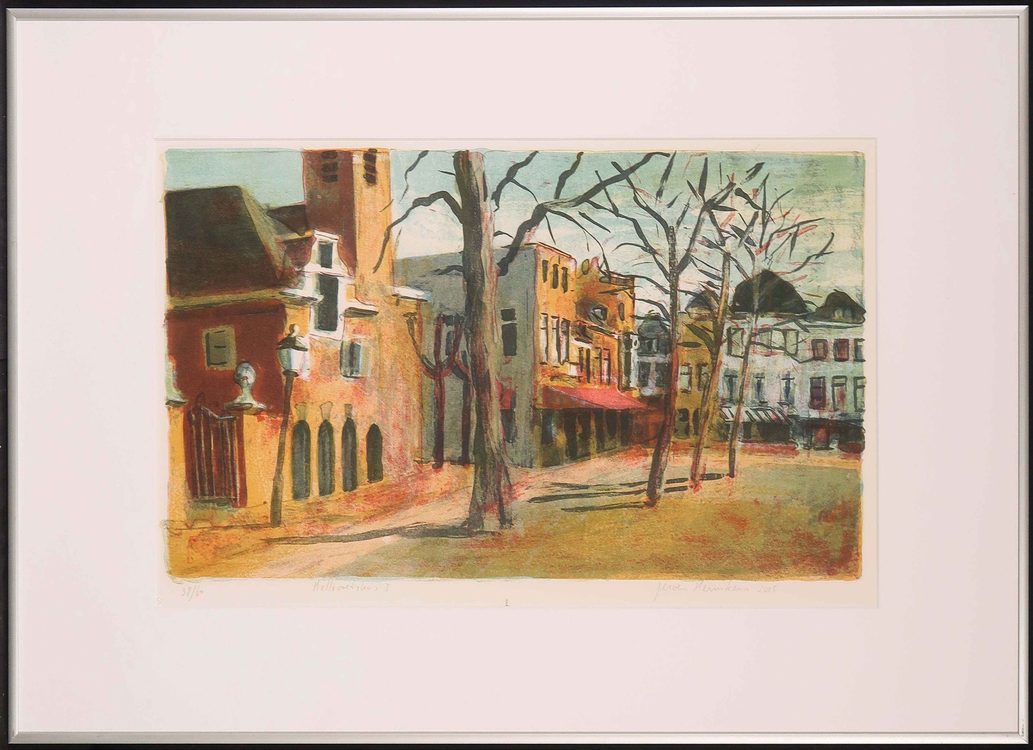 Jeroen Hermkens - Litho, Hellevoetsluis I - Ingelijst verkocht voor € 35!