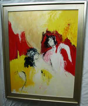 Menno Bauer - Acryl op doek , Bedrieglijk is de stilte - ingelijst - GROOT - 116 x 95 cm verkocht voor € 1!