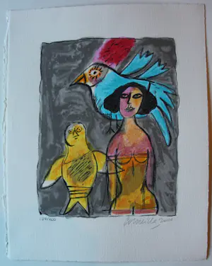 Corneille - litho: Dame met vogels kopen? Bied vanaf 249!