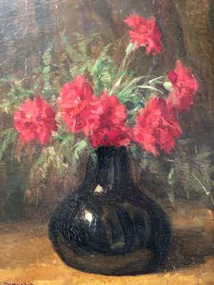Willem Frederik Noordijk - Stilleven met rode anjers verkocht voor € 125!