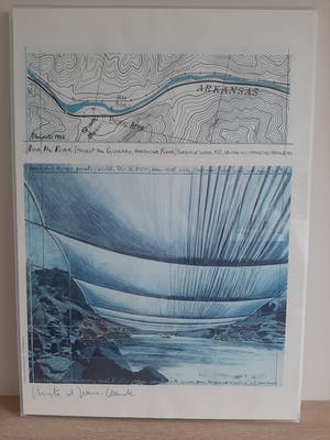 Christo - Over the river - Grote Litho in plexibox - handgesigneerd kopen? Bied vanaf 650!