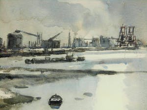 Joop Dam - Aquarel - Sloehaven kopen? Bied vanaf 75!