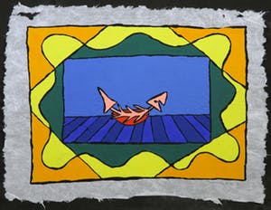 Piet Quekel - Lot van drie gouaches op rijstpapier, A spermwhale / Potvisch kopen? Bied vanaf 45!