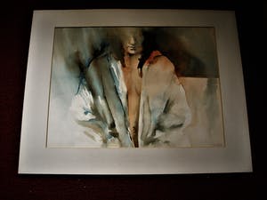 Hans Vanhorck - Groot impressionistisch Aquarel "Vrouw in gedachten" BIEDEN VANAF 20€!! kopen? Bied vanaf 20!
