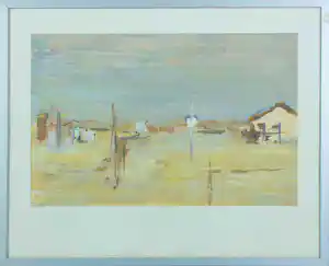 Anton Voorzanger - Gouache, Frans landshap - Ingelijst vendu pour 70€ !