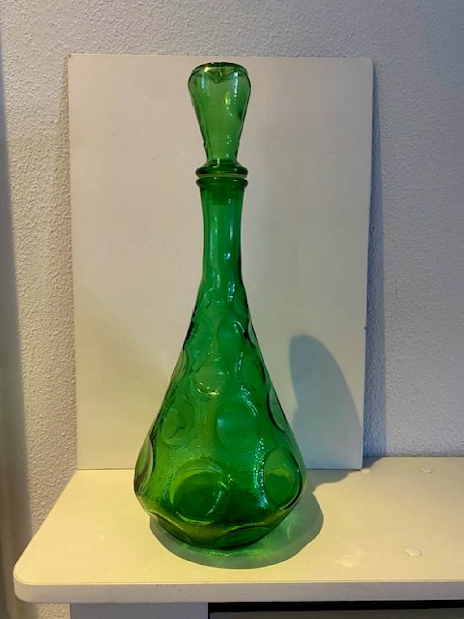 Empoli Glas - Vintage dimpled green kristallen wijnkaraf, Empoli ‘Genie’ bottle. kopen? Bied vanaf 55!