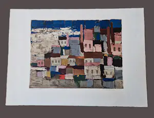 Jean Oosterlynck - Grote 1976 - Epreuve d'Artiste kleuren-lithografie "Méditerranée" gesigneerd kopen? Bied vanaf 41!
