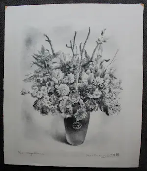 Aart van Dobbenburgh - Litho: Droogbloemen - 1974 kopen? Bied vanaf 59!