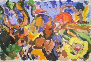 Wim Ricourt - Gouache, Expressionistische voorstelling (Groot) kopen? Bied vanaf 150!