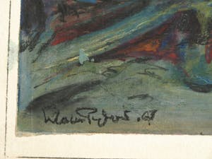 Klaas Pijlman - Oliepastelkrijt op papier , “Gezonken op het strand” – gesigneerd – 1967 kopen? Bied vanaf 10!
