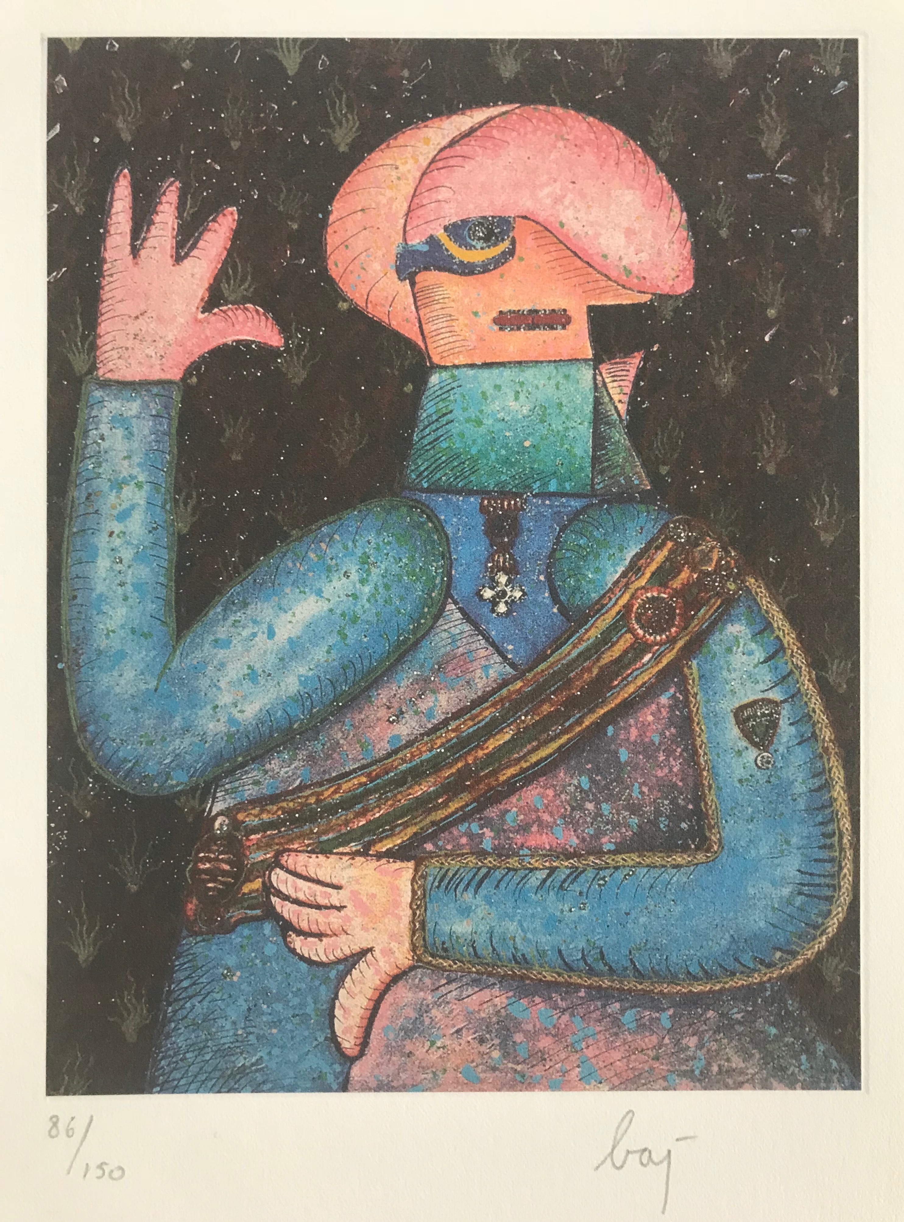 Enrico Baj - Kleurenlitho - Zonder Titel - Gesigneerd - Oplage 150  kopen? Bied vanaf 125!