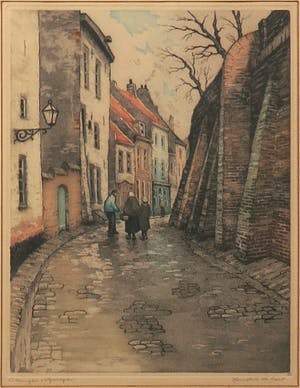 Hendrik de Laat - Kleurenets, Ottengas Nijmegen - Ingelijst kopen? Bied vanaf 50!