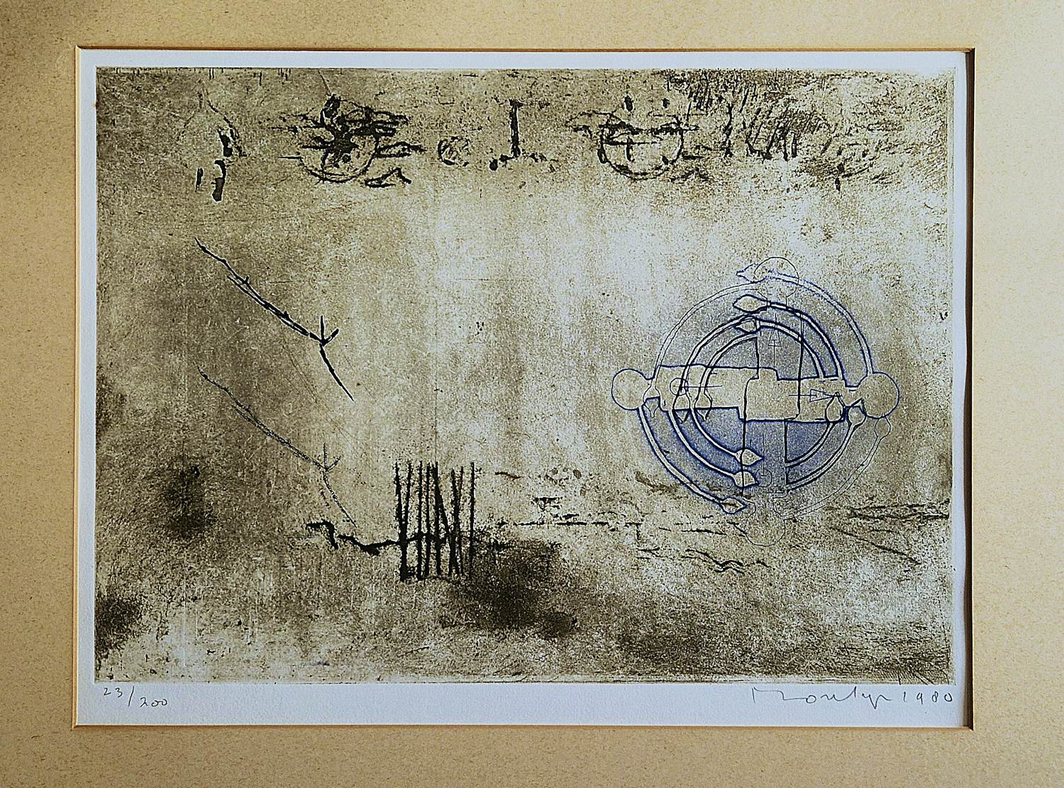 Jan Montyn - een grote Ets/aquatint "Meditation garden" - 1980 - bep. oplage - gesigneerd verkocht voor € 54!