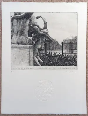 AcheterWillem Snitker - Gezicht op Vlooienveld, Haarlemmer Hout, ets? Enchérissez de 40!