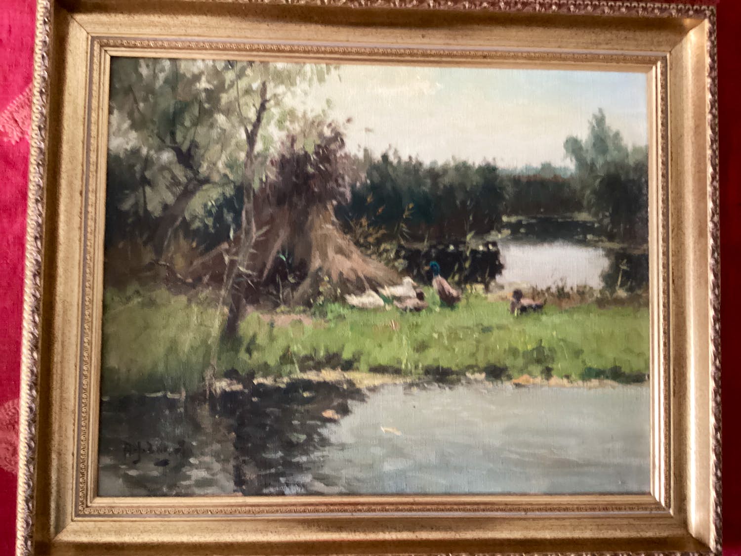 Arie Zwart - Eenden bij oude riet schoof te Nieuwkoop verkocht voor € 150!