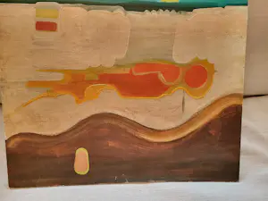 Frans de Wit - Surrealistisch schilderij 'Aan het strand' - circa 1960 kopen? Bied vanaf 175!