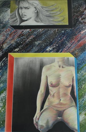 Dirk Visser - Groot, ingelijst, Gemengde techniek , ‘Gesnoerd geweten’ – 1987 kopen? Bied vanaf 50!