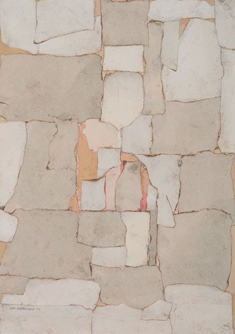 Otto Hetterscheid - Collage van verschillende papiersoorten op karton - Zonder titel kopen? Bied vanaf 28!