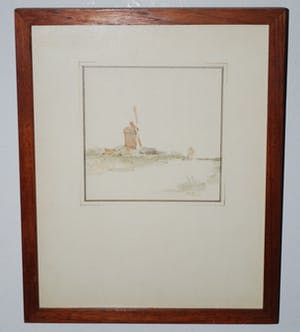 Toon Koster - aquarel .Molen langs vaart. van kunsthandel Roelofs - incl kunstboek werk&leven kopen? Bied vanaf 50!