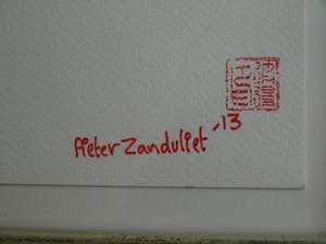 Pieter Zandvliet - Inkttekening , “Man met snor” – gesigneerd en ingelijst - 2013 kopen? Bied vanaf 35!