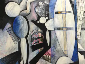 Eva van der Vaart - van Steenbergen - figuratief olieverfschilderij in houten lijst (Groot!) kopen? Bied vanaf 135!