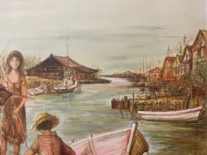 Jaques Lalande - Litho, Titel, Les petits pecheurs. kopen? Bied vanaf 50!